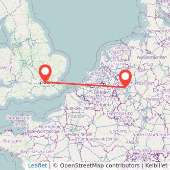 Düsseldorf London train map