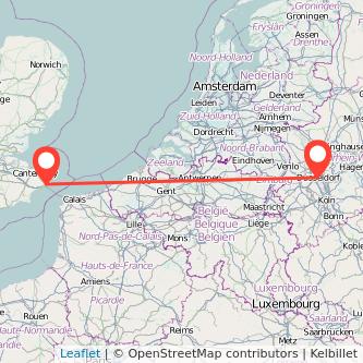 Düsseldorf Dover train map