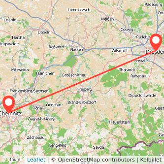 Dresden Chemnitz Mitfahrgelegenheit Karte