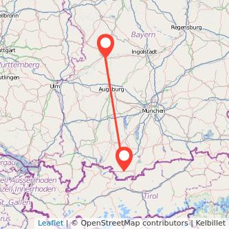 Donauwörth Garmisch-Partenkirchen Bahn Karte