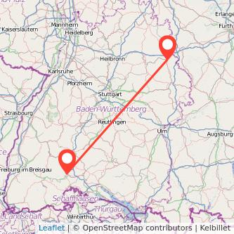 Donaueschingen Crailsheim Bahn Karte