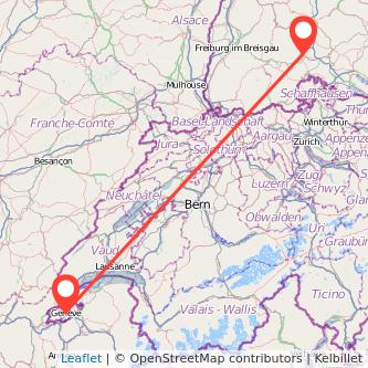 Donaueschingen Genf Bahn Karte