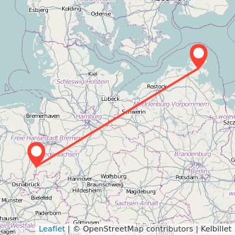 Diepholz Bergen auf Rügen Bahn Karte