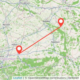 Detmold Werl Mitfahrgelegenheit Karte