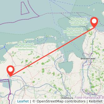 Cuxhaven Emden Mitfahrgelegenheit Karte