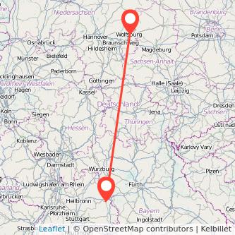 Crailsheim Wolfsburg Mitfahrgelegenheit Karte