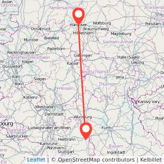 Crailsheim Hannover Mitfahrgelegenheit Karte