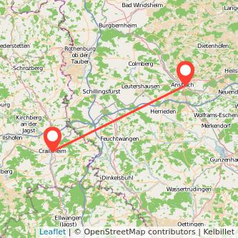 Crailsheim Ansbach Mitfahrgelegenheit Karte