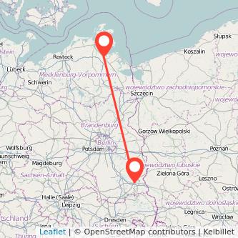 Cottbus Greifswald Mitfahrgelegenheit Karte