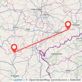 Coburg Freiberg Mitfahrgelegenheit Karte