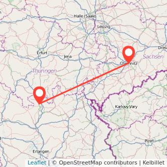 Coburg Chemnitz Mitfahrgelegenheit Karte
