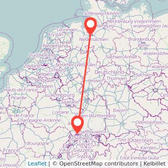 Bremen Lörrach Mitfahrgelegenheit Karte