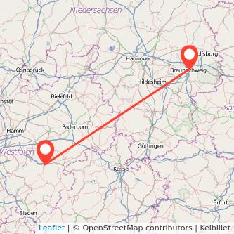 Braunschweig Meschede Mitfahrgelegenheit Karte