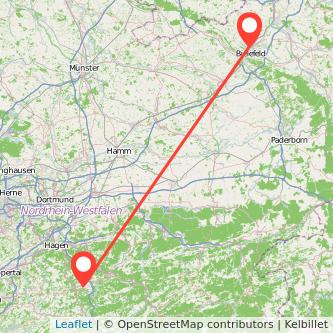 Bielefeld Lüdenscheid Mitfahrgelegenheit Karte