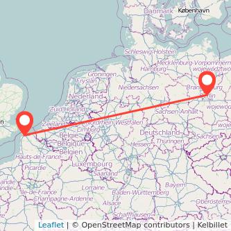 Berlin Calais bus map