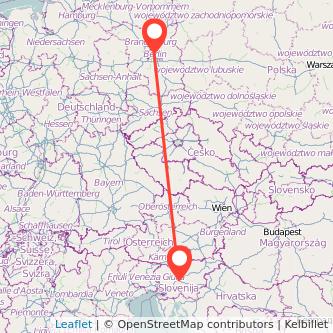 Berlin Ljubljana train map