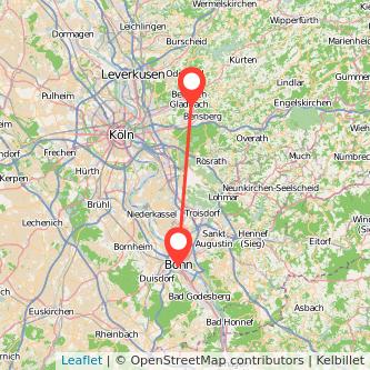 Bergisch Gladbach Bonn Mitfahrgelegenheit Karte