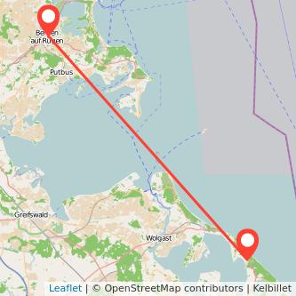 Bergen auf Rügen Ückeritz Bahn Karte