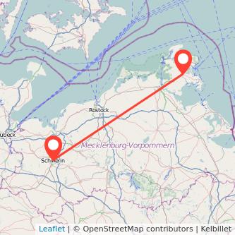 Bergen auf Rügen Schwerin Bahn Karte