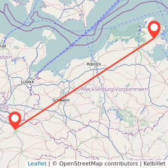 Bergen auf Rügen Lüneburg Bahn Karte