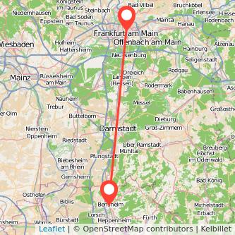 Bensheim Frankfurt am Main Mitfahrgelegenheit Karte