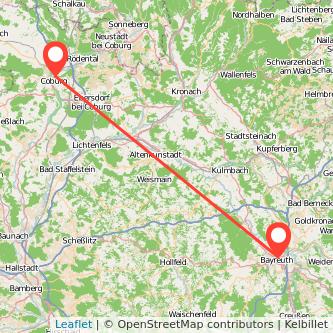 Bayreuth Coburg Mitfahrgelegenheit Karte