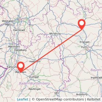 Bamberg Pforzheim Mitfahrgelegenheit Karte