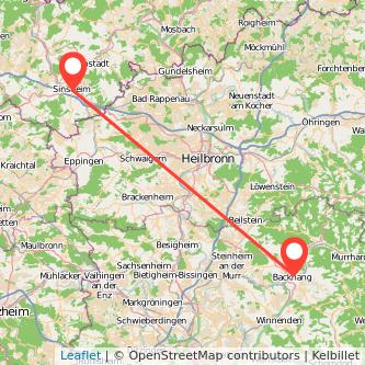 Backnang Sinsheim Mitfahrgelegenheit Karte