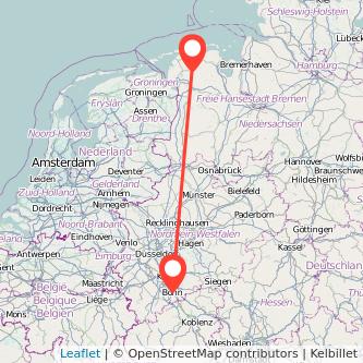 Aurich Bonn Mitfahrgelegenheit Karte