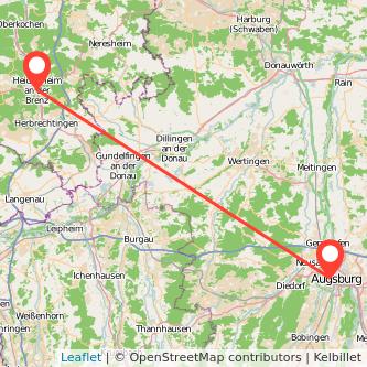 Augsburg Heidenheim an der Brenz Mitfahrgelegenheit Karte