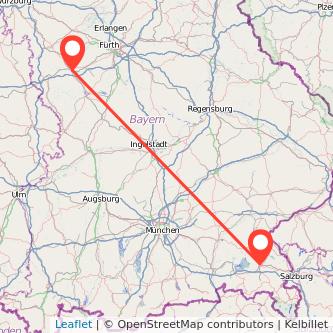 Ansbach Traunstein Mitfahrgelegenheit Karte