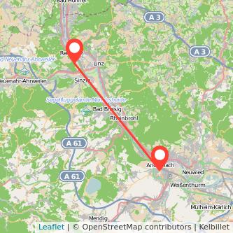 Andernach Remagen Bahn Karte