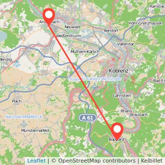 Andernach Boppard Bahn Karte