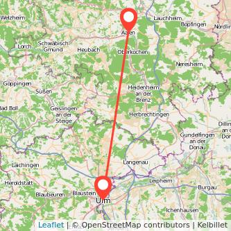 Aalen Ulm Mitfahrgelegenheit Karte