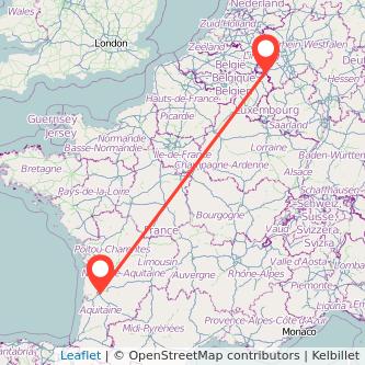 Aachen Bordeaux Mitfahrgelegenheit Karte