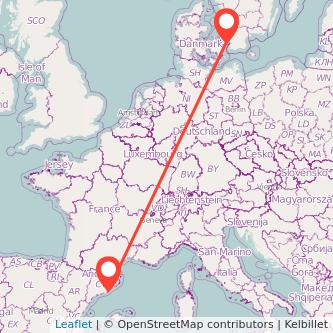 Copenhagen Barcelona train map