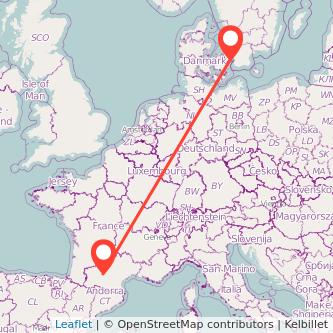 Copenhagen Toulouse bus map