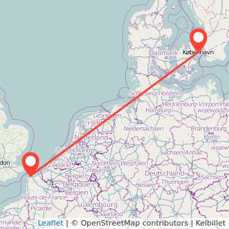 Copenhagen Calais bus map