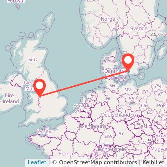 Copenhagen Wrexham train map