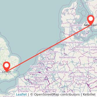 Copenhagen London train map