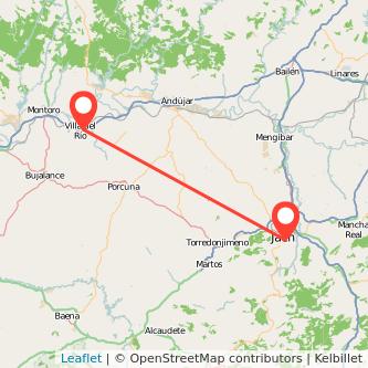 Mapa del viaje Villa del Río Jaén en tren