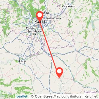 Mapa del viaje Villacañas Madrid en tren