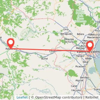 Mapa del viaje Valencia Requena en tren