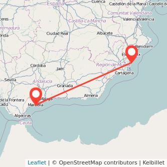 Mapa del viaje Torrevieja Marbella en bus