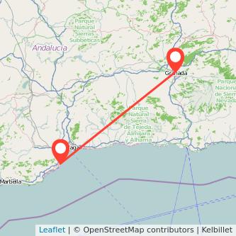 Mapa del viaje Torremolinos Granada en bus