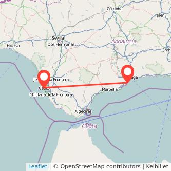 Mapa del viaje Torremolinos Cádiz en bus