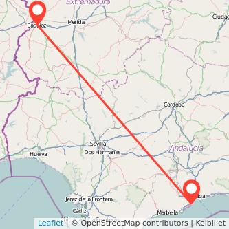 Mapa del viaje Torremolinos Badajoz en bus