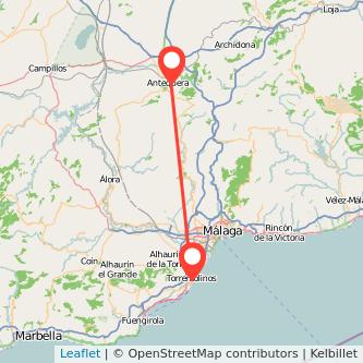 Mapa del viaje Torremolinos Antequera en bus