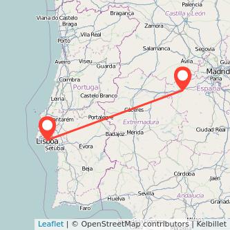 Mapa del viaje Talavera de la Reina Lisboa en tren