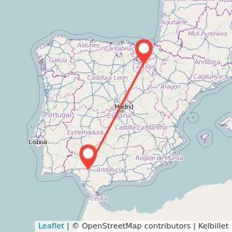 Mapa del viaje Sevilla Logroño en bus
